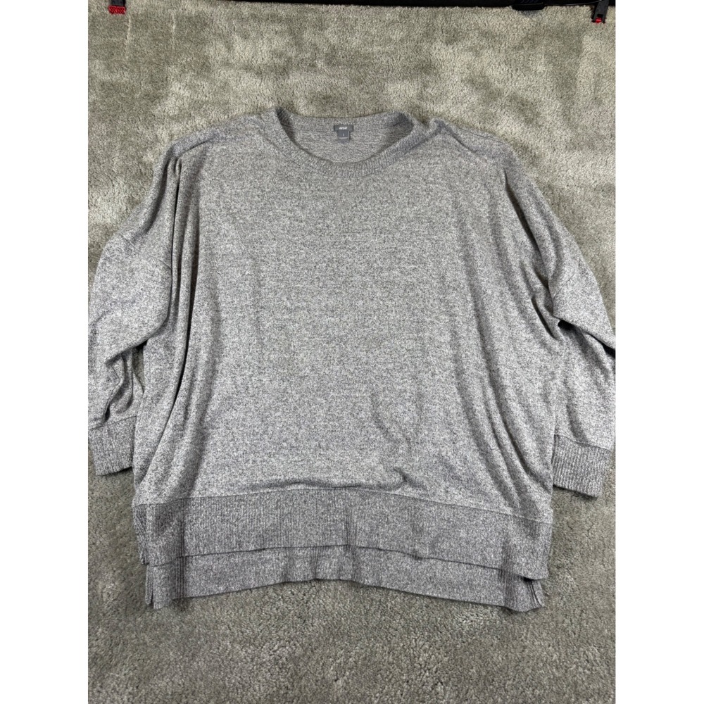 Aerie Womens Gray Marled Oversized Crewneck Sweater High Low Hem Size L